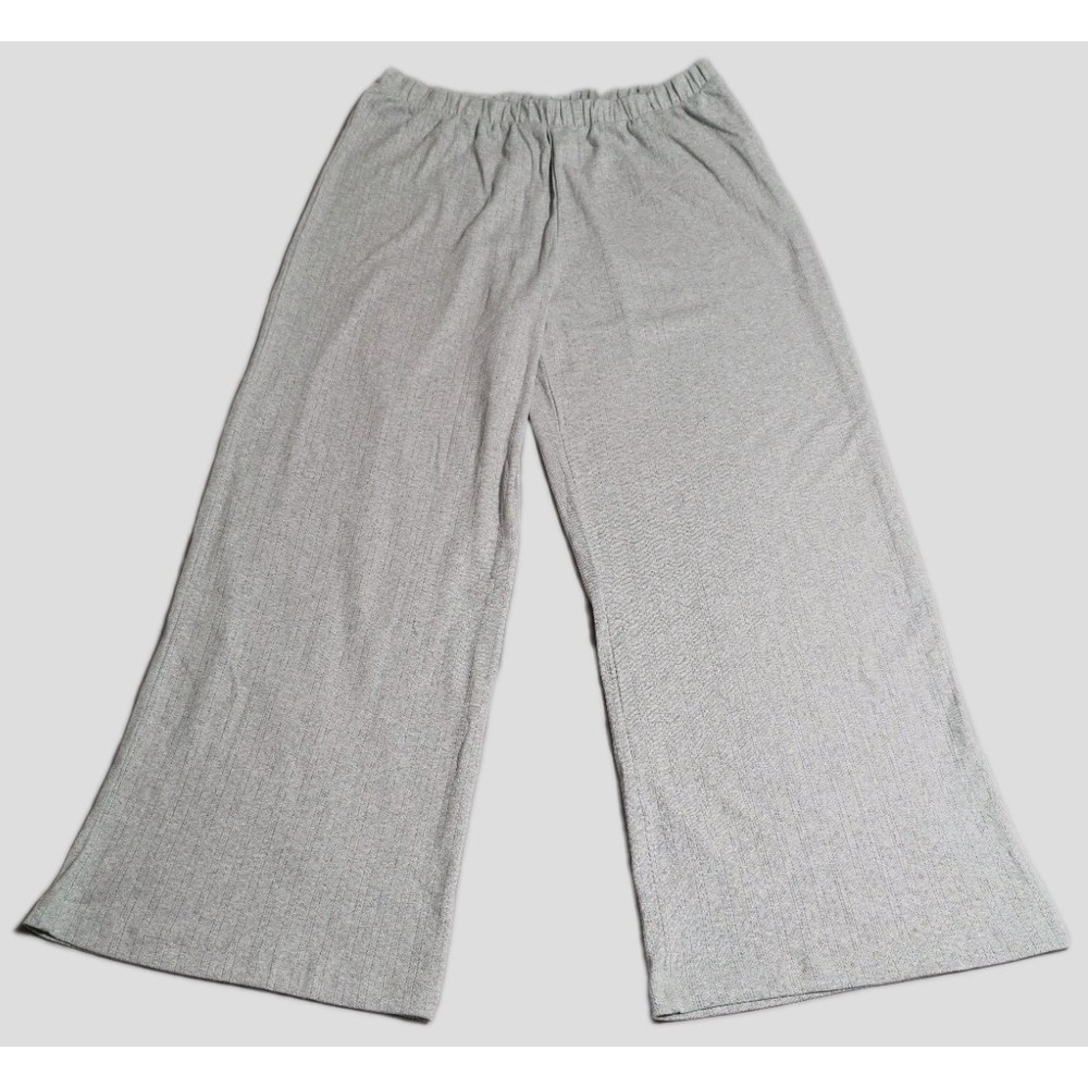 PACT Organic Cotton Pointelle Wide Leg Pant Womens XL Heather Gray Lounge
